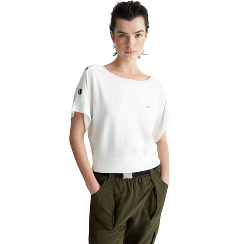 Liu Jo Maglia Maglia Donna con vele metalliche sulle maniche Avorio - Francavilla Moda